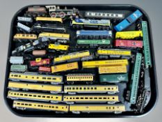 A group of N scale die cast locomotives and rolling stock, Con-Cor,