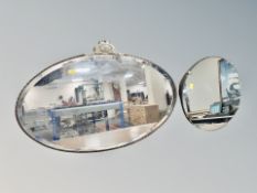 Two Art Deco style frameless mirrors