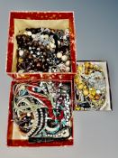 A large quantity of costume jewellery, bead necklaces, bangles,