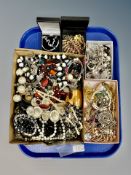 A collection of costume jewellery, faux pearls,