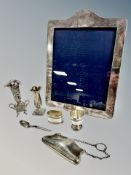 A Dutch silver pierced silver vase, further silver bud vase,