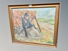 Danish School, Farm worker, oil on canvas,