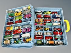 A Matchbox Superfast collector's case containing vintage playworn diecast vehicles