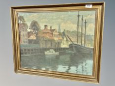 Danish School, Boats in a canal, oil on canvas,