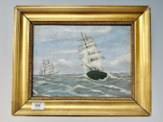 Danish School, Boats in rough seas, oil on canvas,