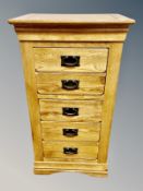 A Oak Furniture Land contemporary oak narrow chest of five drawers width 57 cm