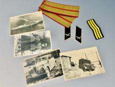 A group of German archive photographs, Soviet Army Parade type shoulderboards,
