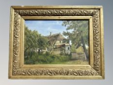 Carl Petersen : A rural homestead, oil on board, inscribed verso,