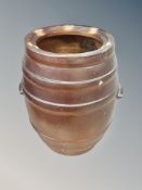 A salt glazed ceramic barrel height 60 cm