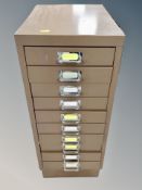 A ten drawer metal index chest,