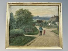 Danish School, Figure with a child, oil on canvas,