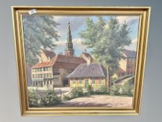 F Svensen, Study of buildings, oil on canvas,