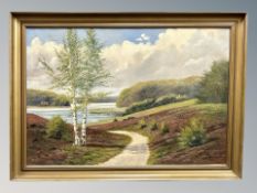 Danish School, View across a lake, oil on canvas,