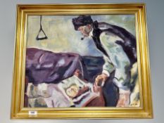 Danish School, Child with doctor, oil on board,