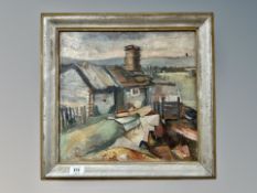 Danish School, Cottage on a hill, oil on panel,