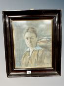 Danish School, Portrait of a lady, colour chalks,