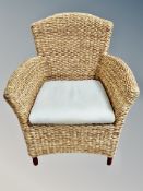A wicker armchair