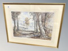 F Buffham : Woodland, watercolour,
