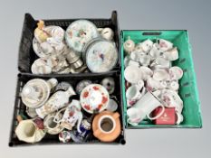 Three crates containing Oriental export porcelain, collector's plates, Queen Anne tea china,