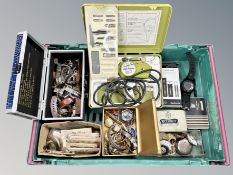 A group of horology items, antique and later wrist and pocket watches, watch making parts and tools,