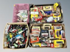 Four boxes of die cast models, some boxed, Burago, Corgi etc,