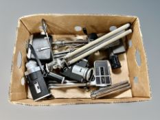 A box of vintage cameras and tripods, Yashica Super-40K, Minolta Super 8,