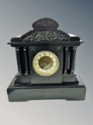 A Victorian slate eight day mantel clock,