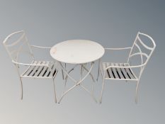 A painted patio table and two chairs
