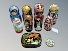 Eight Russian lacquered wood Babushka dolls,