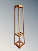 A contemporary hat and coat stand