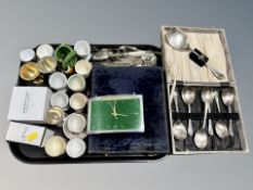 A Christin Lars wrist watch, ceramic egg cups, silver plated cutlery,