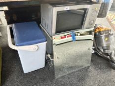 A Daewoo microwave, Perspex nest of tables,