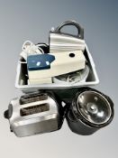 Two boxes of kitchen electricals including Kenwood chef,