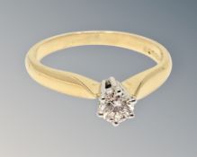 An 18ct gold solitaire diamond ring, approx. 0.2 carat, size N CONDITION REPORT: 3.