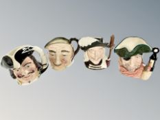 Four Royal Doulton character jugs - Smuggler D6616, Capt.