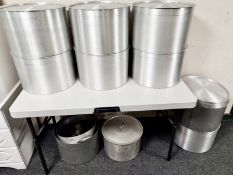 A collection of aluminium cooking pans
