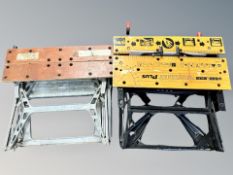 Two folding work benches