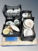 A pallet of a large quantity of 20th century ceramics, dinner wares, Japanese stoneware dinner set,