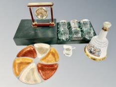 A boxed set of six Royale County lead crystal tumblers together with a Bell's Scotch decanter,