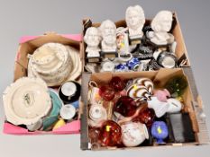 Three boxes of Alfred Meakin Art Deco dinner china, glass ware,