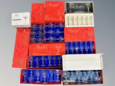Eight boxed sets of glass ware, Bristol,