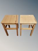 A pair of pine stools