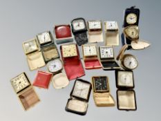A collection of travel clocks