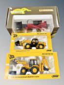 Two Joal 1:25 scale diecast JCB diggers together with a further Country collection model combine