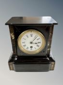 A Victorian slate and marble eight day mantel clock height 22 cm