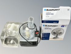 A boxed Blaupunkt desk fan,