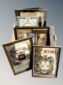 A group of advertising picture mirrors, Scotch whisky, Martini,