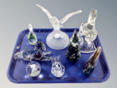 A collection of eight crystal paperweights