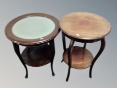 Two beech circular occasional tables