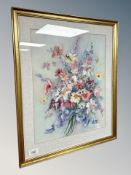 Barbara Mock : mixed media still life of flowers,